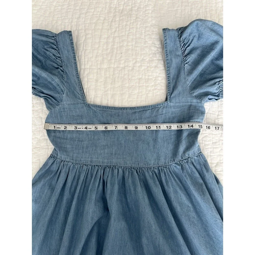 ASOS Soft Denim Babydoll Midi Dress Cotton Size 4 EUC - Picture 3 of 10
